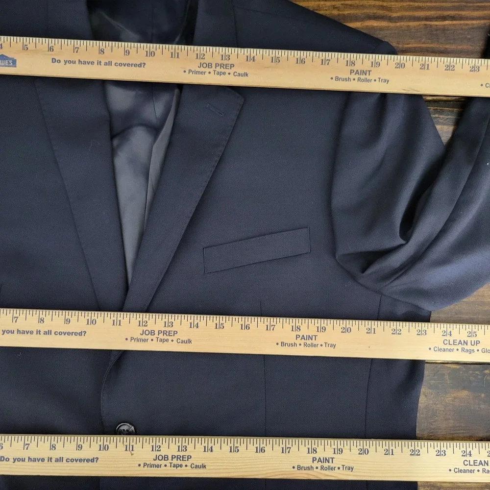 Lauren Ralph Lauren Mens Sport Coat Blazer Two Button Navy Wool Spandex 46R SLIM